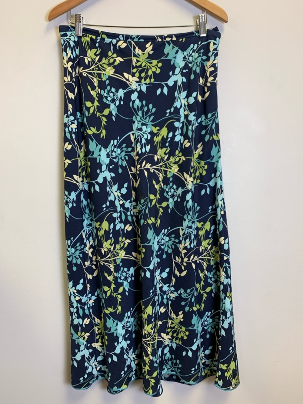 Valerie Stevens Navy Maxi Skirt with Aqua & Lime Floral Print